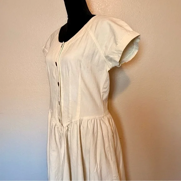 Vintage 1990โs Chorus Blues Cream Denim Prairie Dress Size 12 - Picture 5 of 13